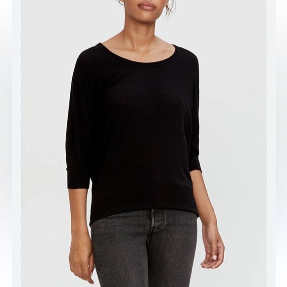 Anthropologie Michael Stars Silk and Cotton Black Top OS fits size L - Picture 1 of 7